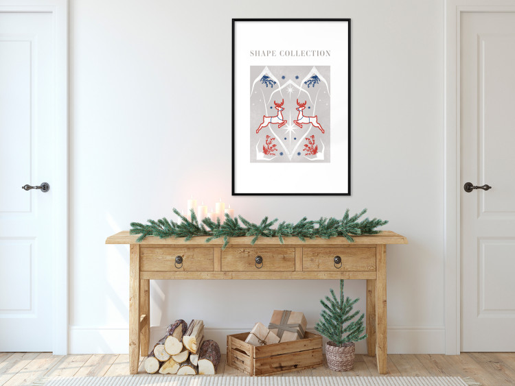 Wandposter Festive Shapes - Jumping Deer and Blue Holly 148024 additionalImage 14