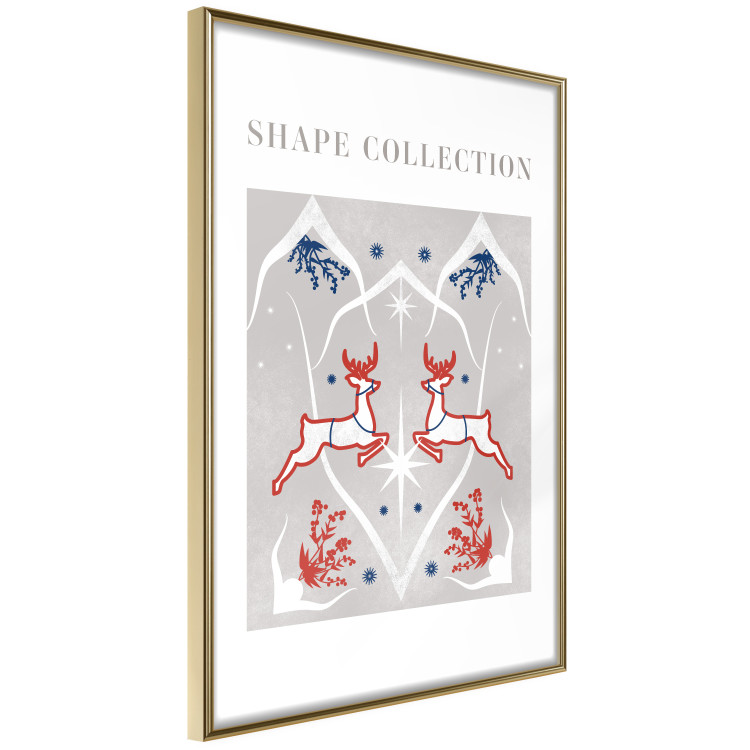 Wandposter Festive Shapes - Jumping Deer and Blue Holly 148024 additionalImage 6