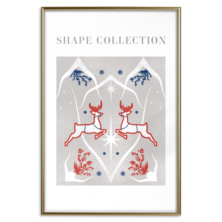 Wandposter Festive Shapes - Jumping Deer and Blue Holly 148024 additionalImage 23