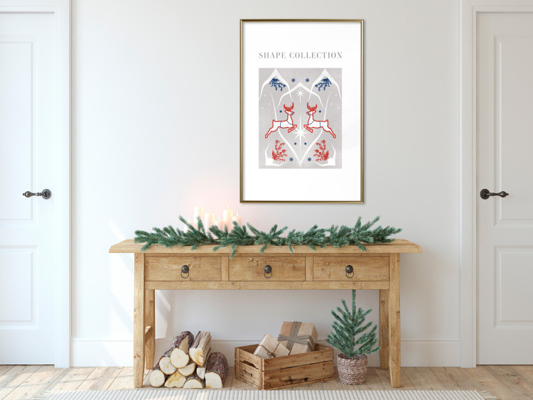 Wandposter Festive Shapes - Jumping Deer and Blue Holly 148024 additionalImage 16