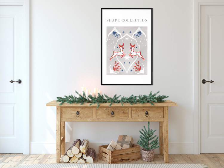 Wandposter Festive Shapes - Jumping Deer and Blue Holly 148024 additionalImage 12
