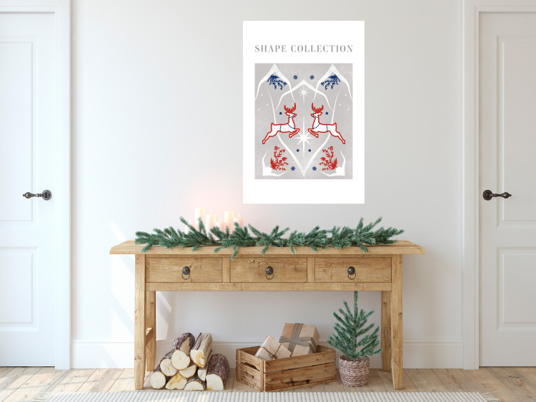 Wandposter Festive Shapes - Jumping Deer and Blue Holly 148024 additionalImage 11