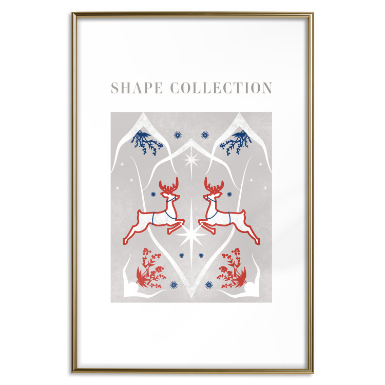 Wandposter Festive Shapes - Jumping Deer and Blue Holly 148024 additionalImage 25