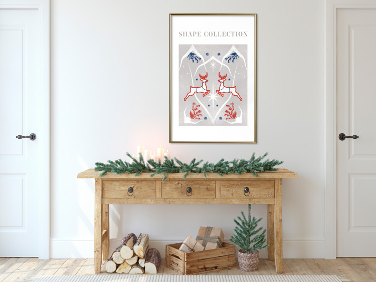 Wandposter Festive Shapes - Jumping Deer and Blue Holly 148024 additionalImage 15