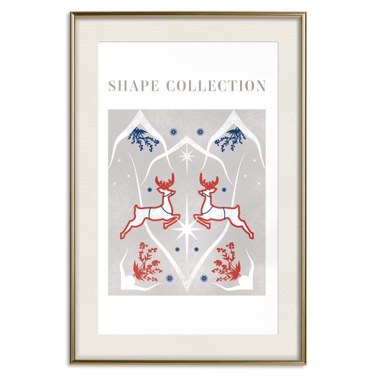 Wandposter Festive Shapes - Jumping Deer and Blue Holly 148024 additionalImage 27
