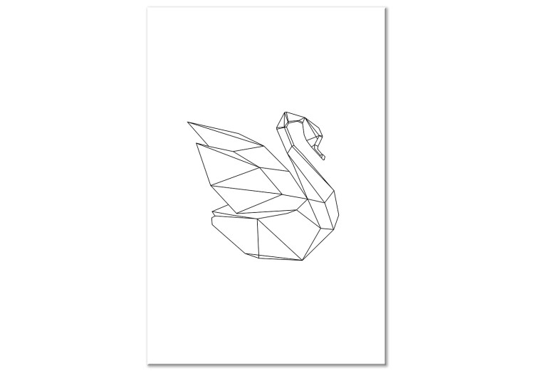 Bild auf Leinwand Schwarze Konturen eines Schwans - weiße, geometrische Abstraktion 128044