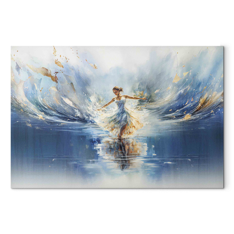 Leinwandbild The Beauty of Dance - A Ballerina Dancing on the Surface of a Blue Lake 151544 additionalImage 7