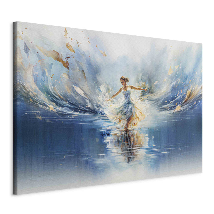 Leinwandbild The Beauty of Dance - A Ballerina Dancing on the Surface of a Blue Lake 151544 additionalImage 2