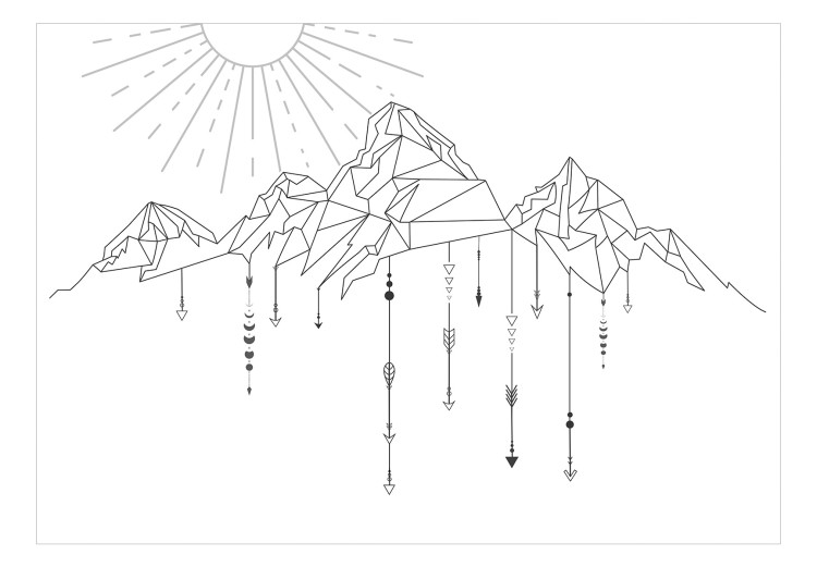 Fototapete Outline of a Mountain Range - Minimalist Depiction of Mountains in Boho Style 151264 additionalImage 1