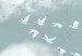 Vlies Fototapete Gänse in den Wolken - Landschaft mit blauem Himmel und weißen Vögel 143474 additionalThumb 3
