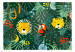 Vlies Fototapete Dschungel - Tiermotiv auf grünem Blattmotiv und rotem Papagei 143574 additionalThumb 1