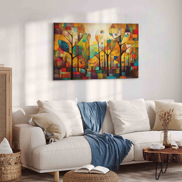 Bild auf Leinwand Colorful Forest - A Geometric Composition Inspired by Klimt’s Style 151074 additionalImage 10