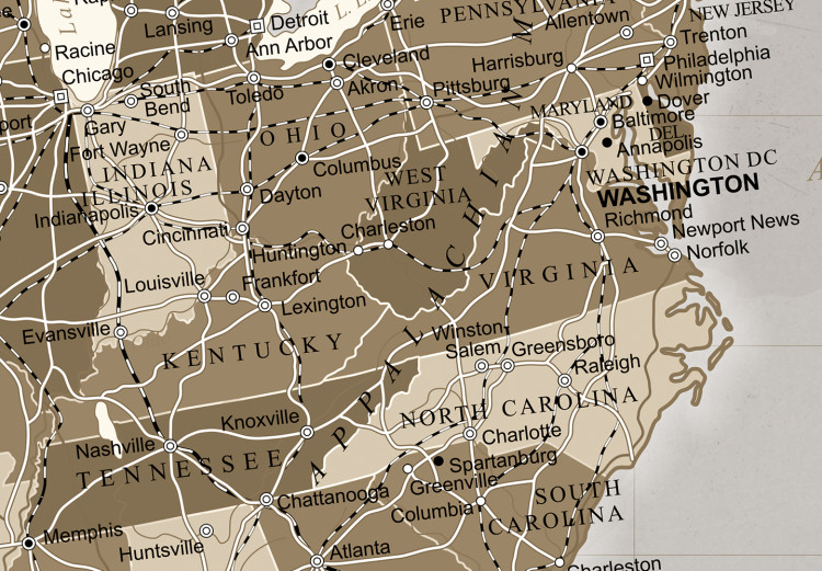 Bild auf Leinwand Landkarte der Vereinigten Staaten von Amerika in Bronze 127894 additionalImage 5