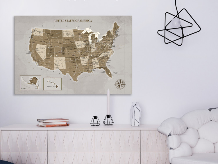 Bild auf Leinwand Landkarte der Vereinigten Staaten von Amerika in Bronze 127894 additionalImage 3