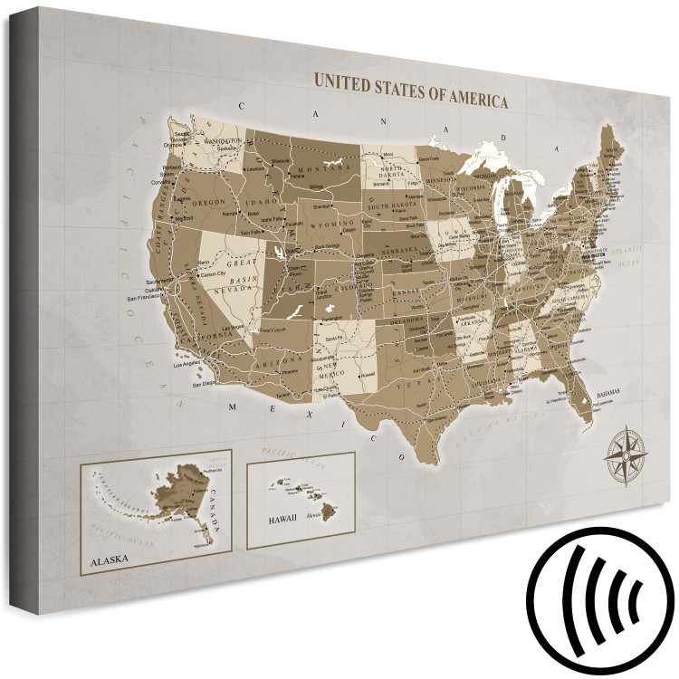 Bild auf Leinwand Landkarte der Vereinigten Staaten von Amerika in Bronze 127894 additionalImage 6