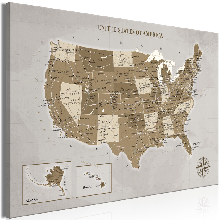 Bild auf Leinwand Landkarte der Vereinigten Staaten von Amerika in Bronze 127894 additionalImage 2