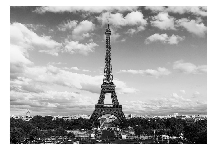 Fototapete Paris und der Eiffelturm - Schwarz-weiße Architektur mit Turm 128394 additionalImage 1