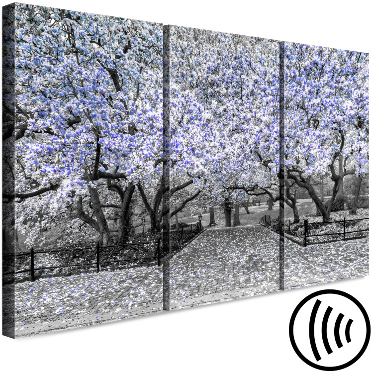 Bild auf Leinwand Blühende Magnolie - Triptychon mit Magnolienbäumen und lila Blumen 128794 additionalImage 6