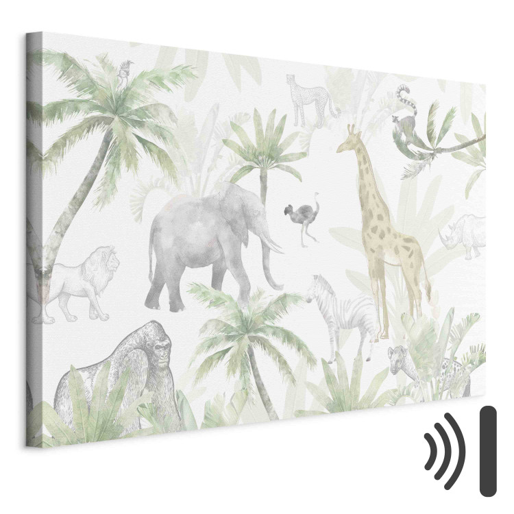 Bild auf Leinwand Tropical Safari - Wild Animals in Green-Pastel Colors 151194 additionalImage 8