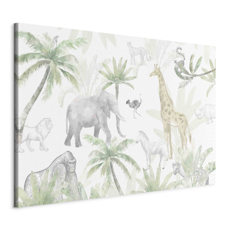 Bild auf Leinwand Tropical Safari - Wild Animals in Green-Pastel Colors 151194 additionalImage 2