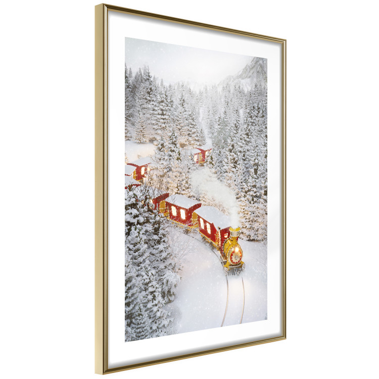 Poster Christmas Train - A Red Train Going Through a Snow-Covered Forest 151705 additionalImage 10