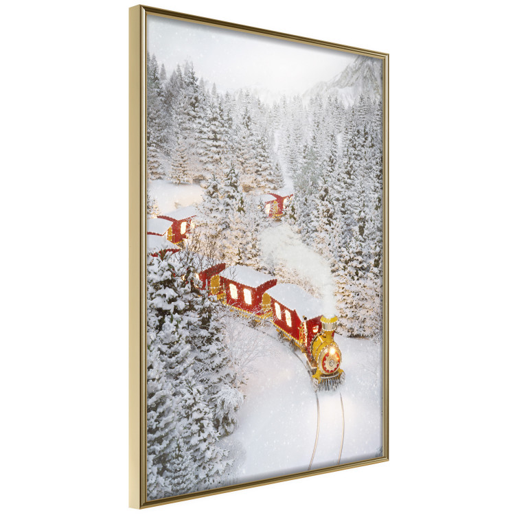 Poster Christmas Train - A Red Train Going Through a Snow-Covered Forest 151705 additionalImage 5