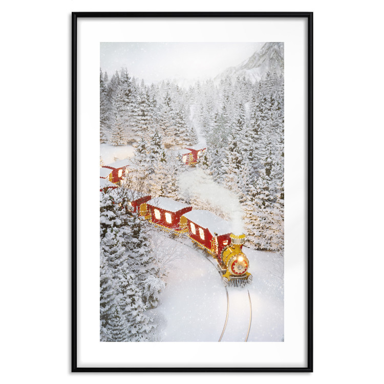 Poster Christmas Train - A Red Train Going Through a Snow-Covered Forest 151705 additionalImage 26