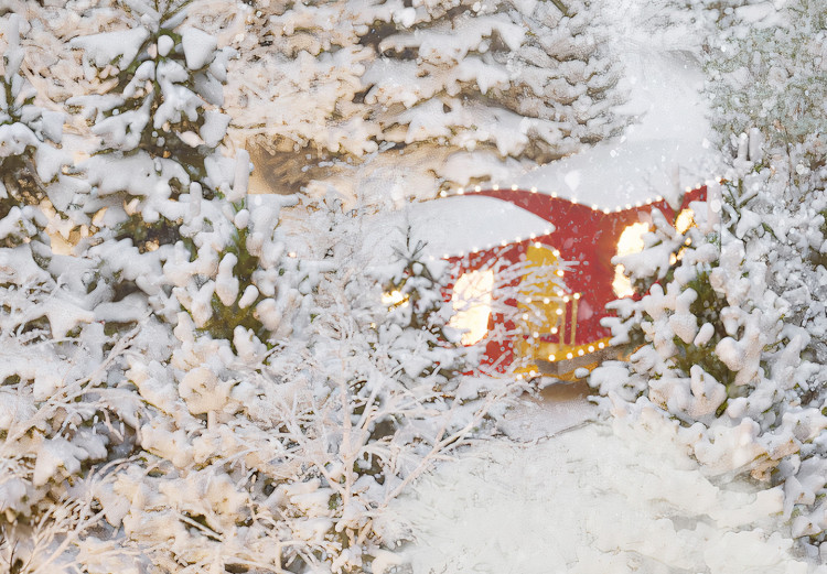 Poster Christmas Train - A Red Train Going Through a Snow-Covered Forest 151705 additionalImage 2