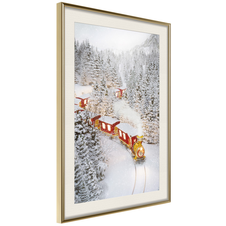 Poster Christmas Train - A Red Train Going Through a Snow-Covered Forest 151705 additionalImage 7
