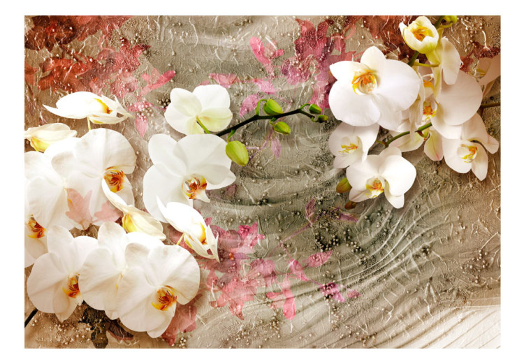 Vlies Fototapete Wüstenorchidee - Blumenmotiv auf sandigem Hintergrund mit Welleneffekt 88905 additionalImage 1