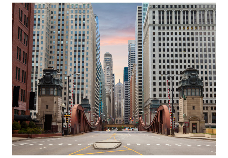 Fototapete Straße in Chicago - Blick auf die Brücke und die Wolkenkratzer der amerikanischen Stadt 97225 additionalImage 1