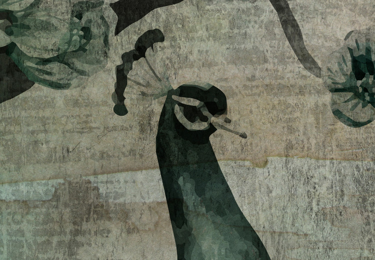 Leinwandbild XXL Dark Green Peacocks - Vintage Composition With Birds and Flowers [Large Format] 151235 additionalImage 3