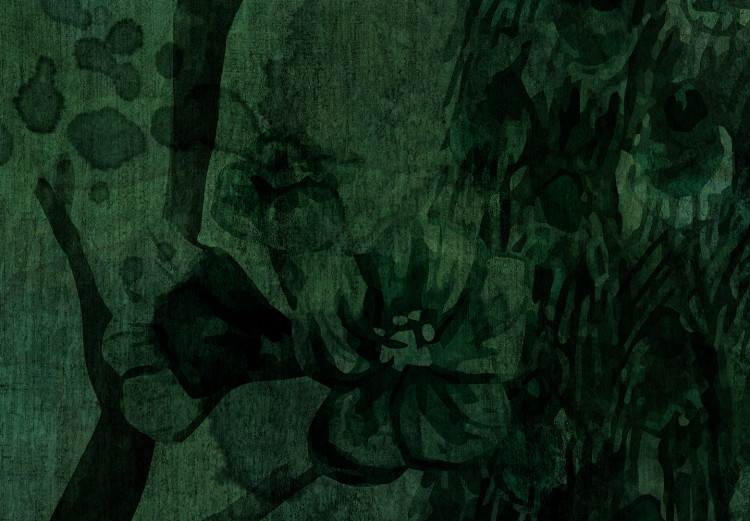 Leinwandbild XXL Dark Green Peacocks - Vintage Composition With Birds and Flowers [Large Format] 151235 additionalImage 5