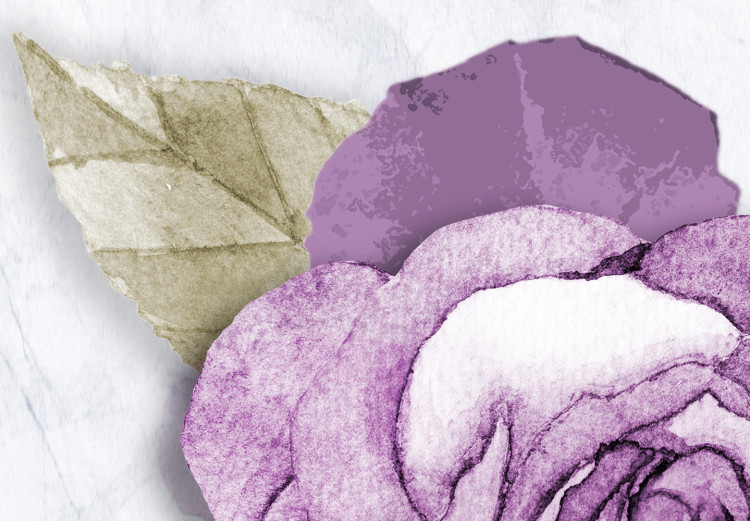Bild auf Leinwand Aquarellrose - lila Pflanze auf hellem Marmorhintergrund 118545 additionalImage 5
