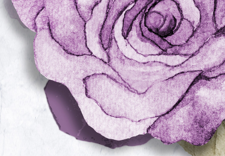 Bild auf Leinwand Aquarellrose - lila Pflanze auf hellem Marmorhintergrund 118545 additionalImage 4