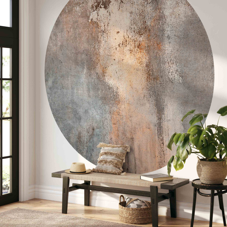 runde Fototapete Concrete Wall - Decorative Textural Plaster in Gray Colors  - Fototapeten rund