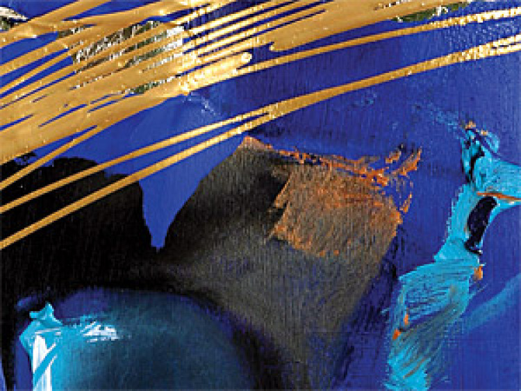 Wandbild Fantasie des Atlantiks (3-teilig) - Blaue Abstraktion mit Gold 48345 additionalImage 2