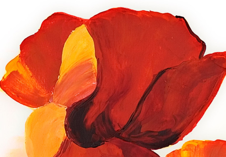 Leinwandbild Nahaufnahme von Mohnblumen (1-teilig) - Pflanzenmotiv mit roten Blumen 47155 additionalImage 3