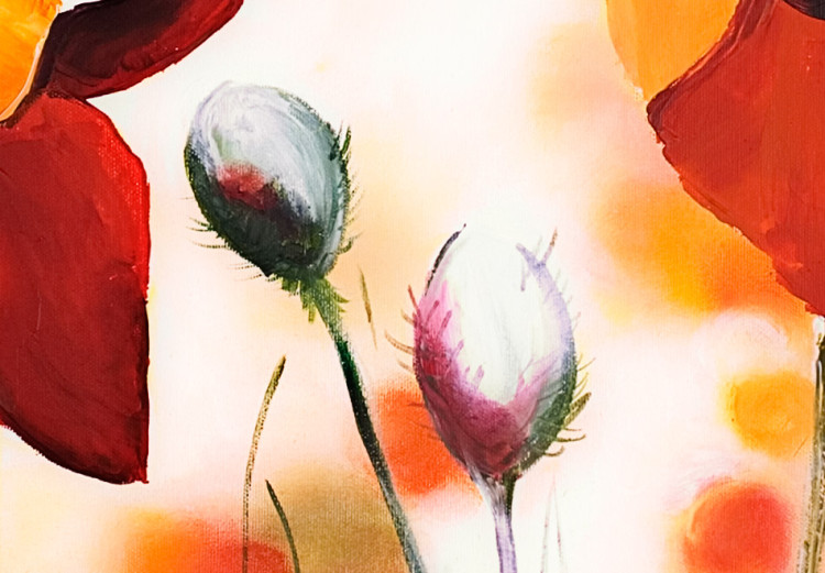 Leinwandbild Nahaufnahme von Mohnblumen (1-teilig) - Pflanzenmotiv mit roten Blumen 47155 additionalImage 2