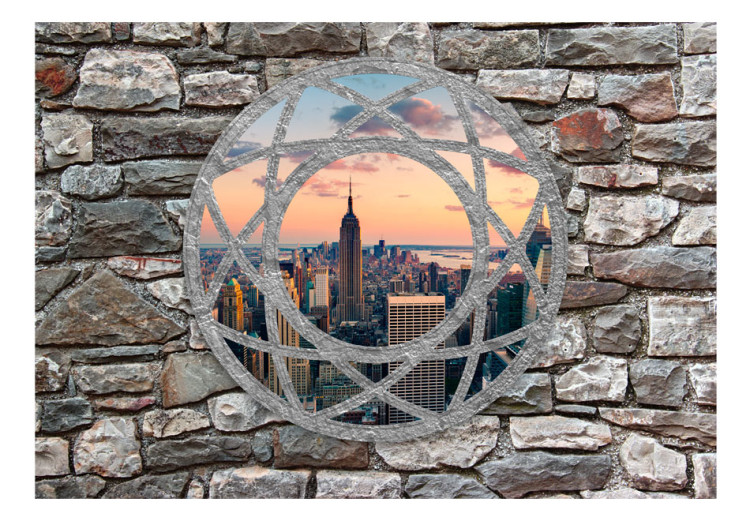 Vlies Fototapete Architektur New York - Blick durch Fenster hinter zugemauerter Wand 97255 additionalImage 1