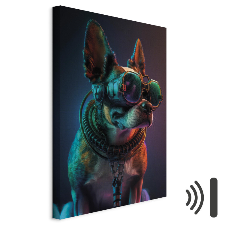 Leinwandbild AI Boston Terrier Dog - Green Cyber Animal Wearing Cyberpunk Glasses - Vertical 150165 additionalImage 8