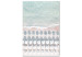 Leinwandbild Weiße Regenschirme und Sonnenliegen am Strand - Pastell-Luftbild 135875