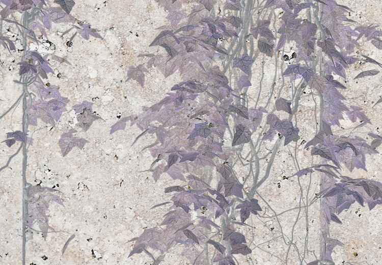 Fototapete Purple Vines - Vines Hanging on the Background of a Beige Stone Wall 151285 additionalImage 4
