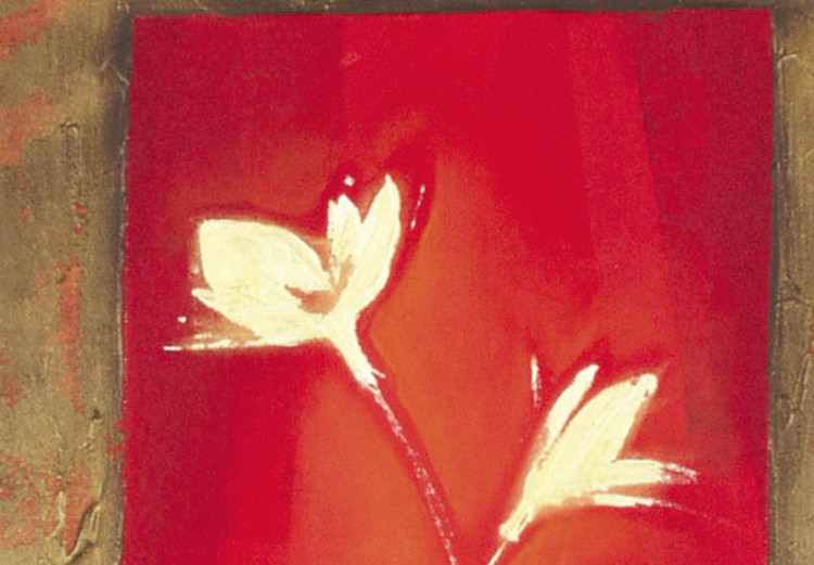 Leinwandbild Mohnblumen auf drei roten Kissen  46695 additionalImage 2