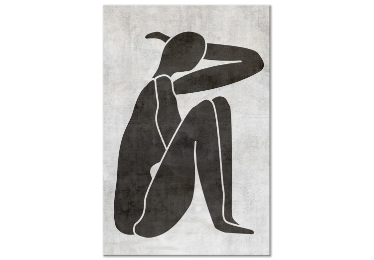 Leinwandbild Nachdenkliche Frau - Schwarz-Weiß-Grafik im Scandi Boho-Stil 134206
