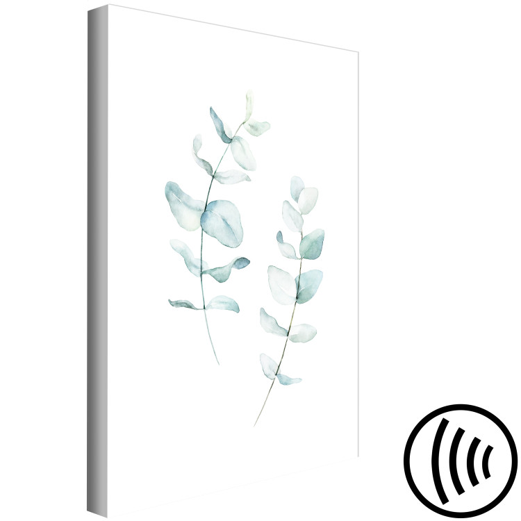 Bild auf Leinwand Zwei grüne Zweige mit Blättern - eine stilisierte Aquarellkomposition 136006 additionalImage 6