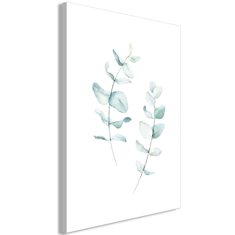Bild auf Leinwand Zwei grüne Zweige mit Blättern - eine stilisierte Aquarellkomposition 136006 additionalImage 2