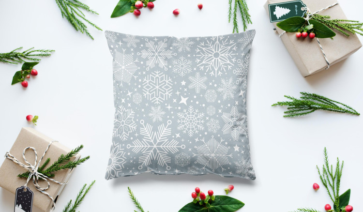 Kissen Velours Starry plants - white motifs depicted on a grey background velour 148516 additionalImage 3