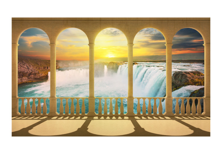 Fototapete Traum von Niagara-Wasserfällen - Fluss mit Wasserfall hinter Säulen 60016 additionalImage 1