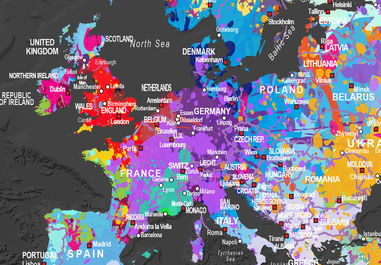 Vlies Fototapete Weltkarte - Kontinente mit englischen Namen auf grauem Hintergrund 95016 additionalImage 3